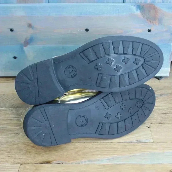 Patrizia Pepe Gold Leather Derby Shoes Size 37 Euro Size 7 - Picture 6 of 10